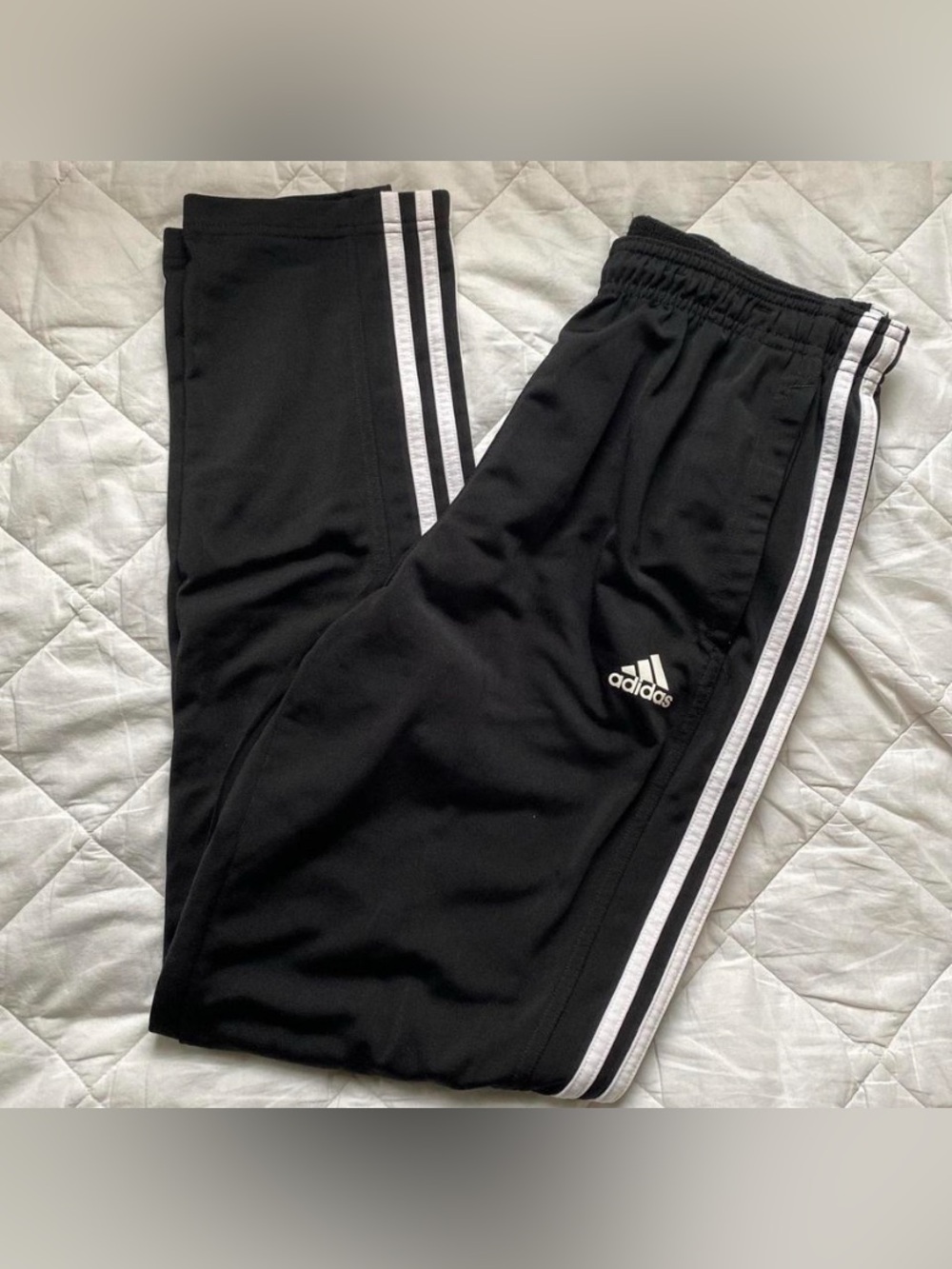 adidas Black Joggers with White Side Stripes